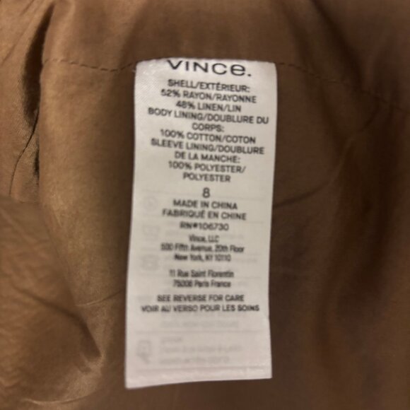 VINCE Tan Textured Double-Breasted Crepe Boyfriend Blazer 8 - Picture 8 of 8